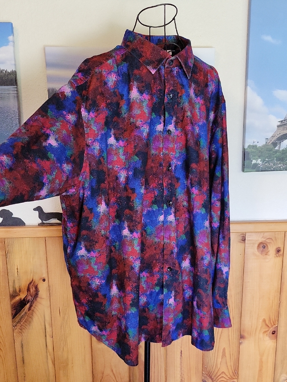 Robert Graham Multi-Color Abstract Button-Down Shirt in Red, Blue & Purple